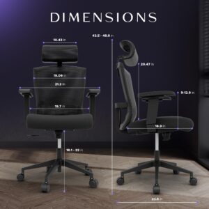 Travel Trove - Ergonomic Office Chair with Headrest - Reclining Office Chair - Ergonomic Desk Chair - Ergonomic Chairs for Home Office - Ergonomic Mesh Office Chair - Office Chair Ergonomic