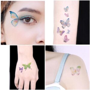 Coszeos 10 Sheets Glitter Butterfly Makeup Temporary Tattoos and 19 Sheets Face Freckle Temporary Tattoos for Girl Women Bundled Product