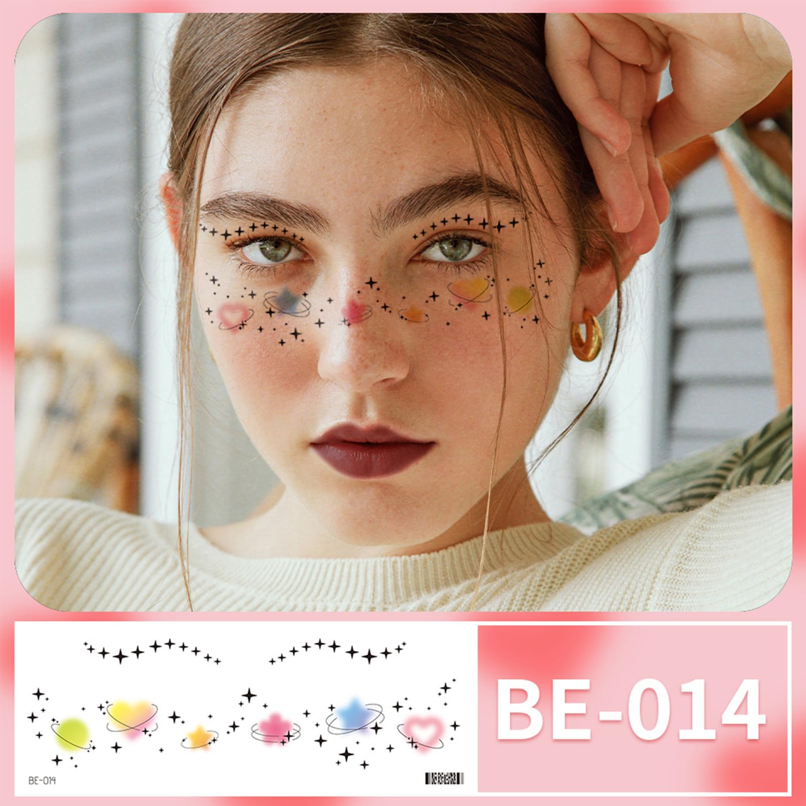 Coszeos 10 Sheets Glitter Butterfly Makeup Temporary Tattoos and 19 Sheets Face Freckle Temporary Tattoos for Girl Women Bundled Product