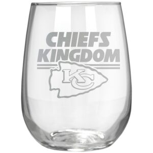 great american products kansas city chiefs etched 17oz. rally cry stemless wine glass