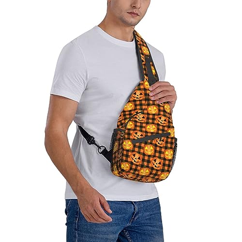 Halloween Pumpkin Sling Bag For Women Men Funny Halloween Crossbody Shoulder Bags Adjustable Casual Daypacks Chest Bag For Hiking Travel Cycling