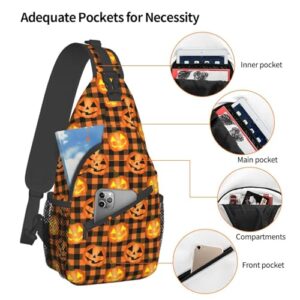 Halloween Pumpkin Sling Bag For Women Men Funny Halloween Crossbody Shoulder Bags Adjustable Casual Daypacks Chest Bag For Hiking Travel Cycling