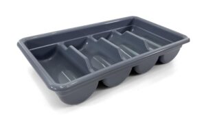 farag janitorial cutlery bin | flatware bin 4 compartment plastic | commercial cutlery box gray | polypropylene plastic.