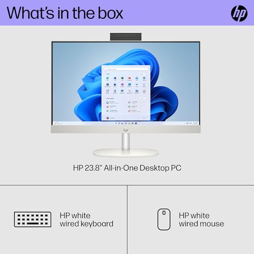 HP 23.8 inch All-in-One Desktop PC, FHD Display, AMD Athlon Silver 7120U, 8 GB RAM, 256 GB SSD, AMD Radeon Graphics, Windows 11 Home, 24-cr0110 (2023)