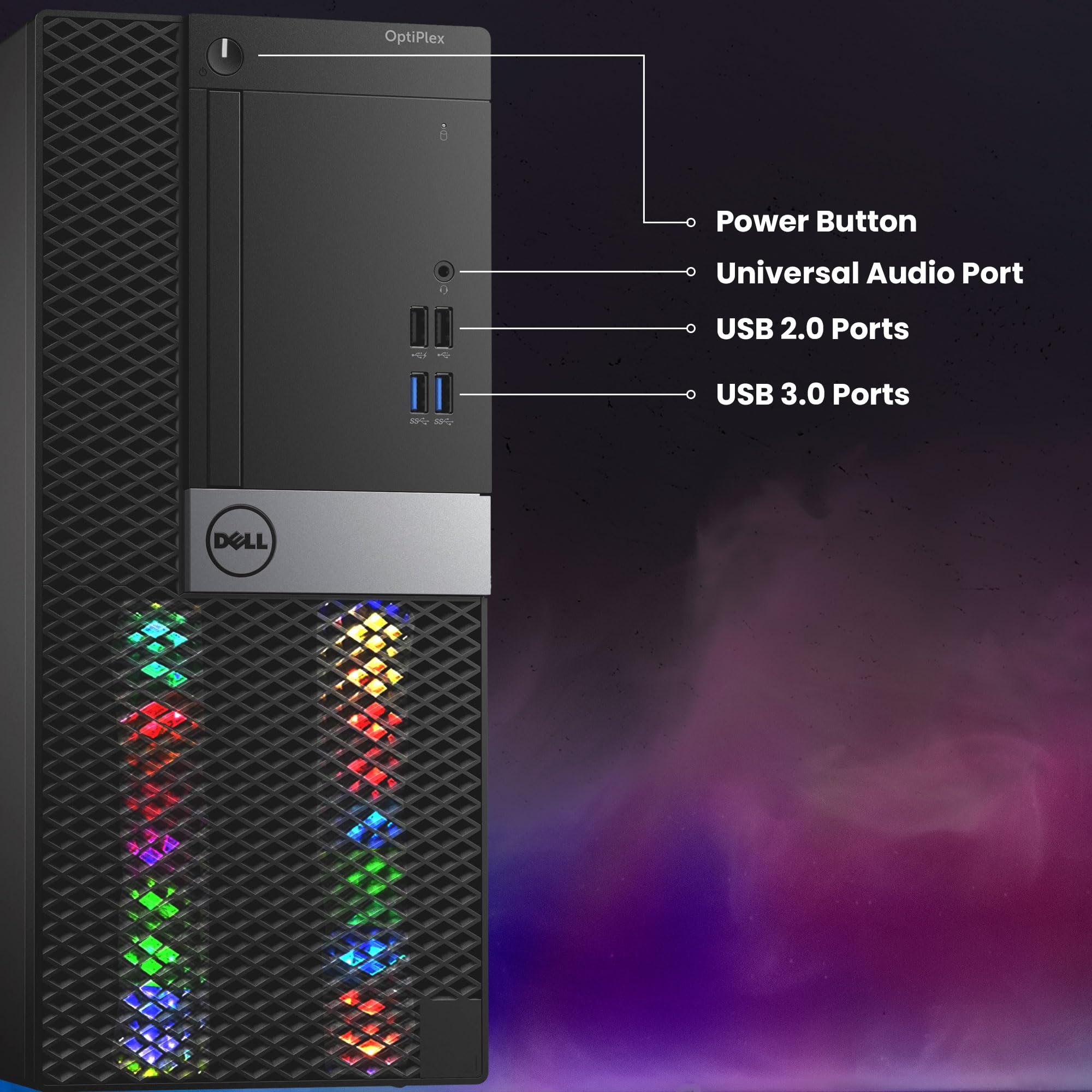 Dell RGB Gaming Tower Computer PC, Intel Core i5 7th Gen, 32GB DDR4 Ram, 1TB Solid State Drive, AMD Radeon RX 6400 4GB GDDR6, WiFi, HDMI, Bto RGB Set, Windows 10 Pro (Renewed)