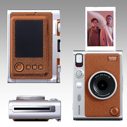 Ultimaxx Starter FUJIFILM INSTAX Mini EVO Hybrid Instant Camera Bundle (Brown): 32GB Ultra microSD Memory Card, High-Speed Memory Card Reader, Gadget Pen, Microfiber Cloth & More (8pc Bundle)