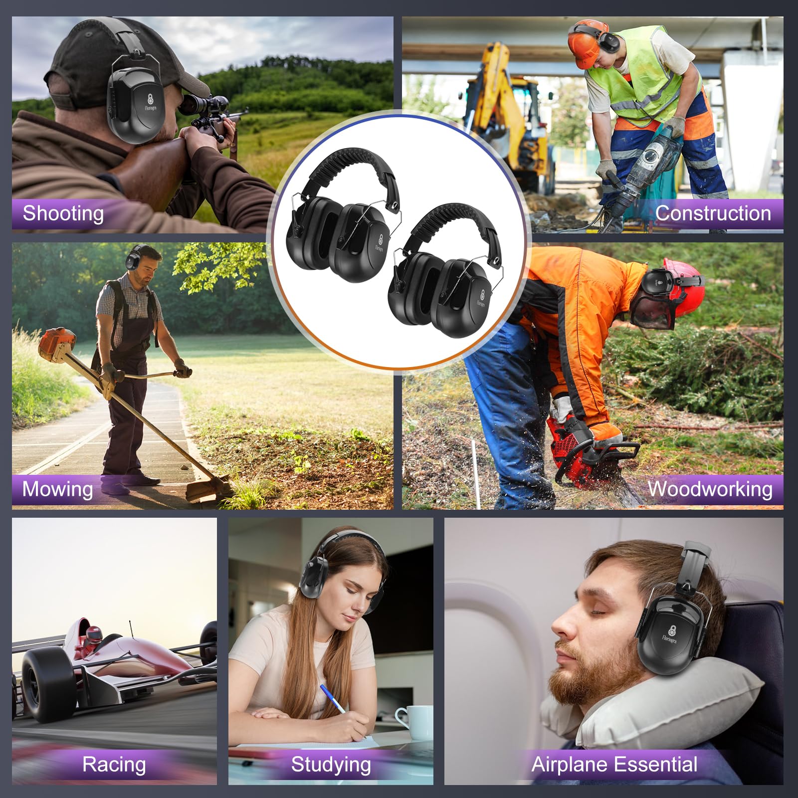 2 Pack 34 dB Noise Canceling Headphones For Shooting, Hearing Protection Earmuffs, Ear Protection Headphones, Thickened Headband Ear Muffs For Noise Reduction For Shooting, Construction, Power Tools