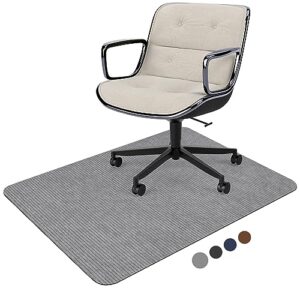 corduroy chair mat for hardwood floor, 55"x35" office chair mat desk chair mat for rolling chair, large anti-slip backing low-pile office rug floor mat for office/home light grey