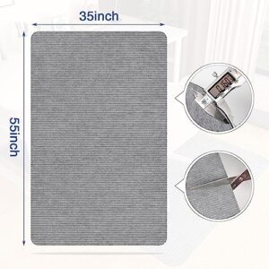 Corduroy Chair Mat for Hardwood Floor, 55"x35" Office Chair Mat Desk Chair Mat for Rolling Chair, Large Anti-Slip Backing Low-Pile Office Rug Floor Mat for Office/Home Light Grey