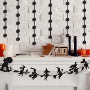 Honoson Halloween Witches Garland, Halloween Black Banner Decorations for Fireplace Mantel Wall Indoor Halloween Witches Party Supplies