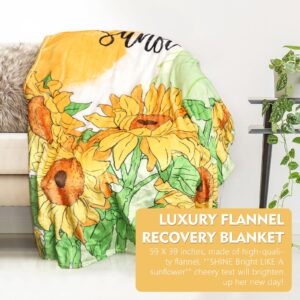 Sunflower Gifts for Women, Get Well Soon Gifts Birthday Gifts with Inspirational Blanket Tumbler for Best Friend Sister Mom - Sending You Sunshine and Hugs Care Package Baskets