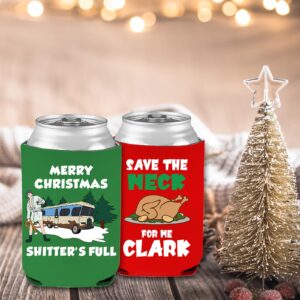 Funny Christmas Beer Can Covers, Christmas Vacation Merchandise Decorations, 8 Pcs Can Cooler Sleeves, 12 oz Reusable Can Coolers for Beverage Soda Drinks, Novelty Holiday Party Decor Supplies