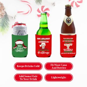 Funny Christmas Beer Can Covers, Christmas Vacation Merchandise Decorations, 8 Pcs Can Cooler Sleeves, 12 oz Reusable Can Coolers for Beverage Soda Drinks, Novelty Holiday Party Decor Supplies