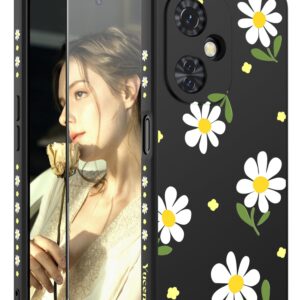 Yucenx for Oneplus Nord n30 5G Case, Girls Women Florals Liquid Silicone Phone Case, Shockproof Anti-Scratch Soft Protection Case with Screen Protectors for OnePlus Nord N30 5G (Black)