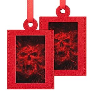red flame skull christmas mini felt photo frame hanging decorations for family xmas holiday party 2pcs