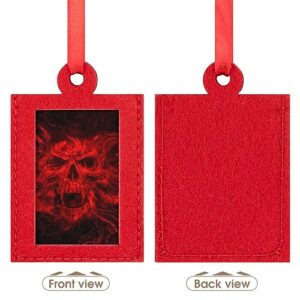 Red Flame Skull Christmas Mini Felt Photo Frame Hanging Decorations for Family Xmas Holiday Party 2PCS