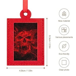 Red Flame Skull Christmas Mini Felt Photo Frame Hanging Decorations for Family Xmas Holiday Party 2PCS