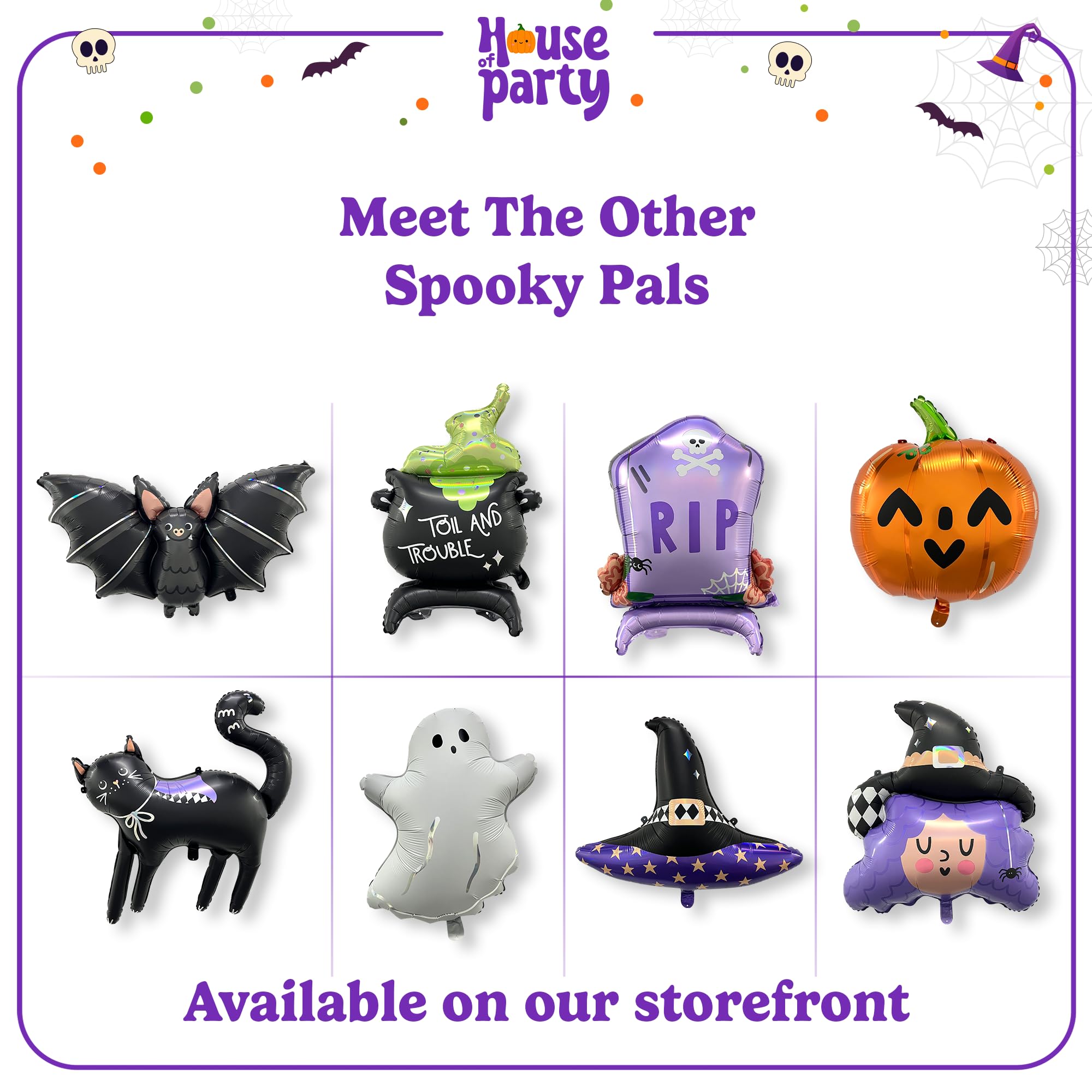 HOUSE OF PARTY Halloween Witch Hat Foil Balloons Kit, Wizard Hat Balloons for Halloween Birthday Party Decor | Halloween Standing Cauldron Mylar Balloons | Halloween Party Decorations