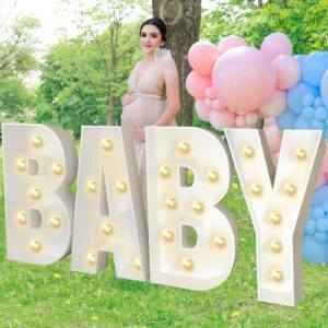baby shower decorations for girl boy-2.4ft pre-cut foam board marquee letters baby kit for gender reveal decorations, mosaic balloon frame baby sign for boy girl birthday party decor