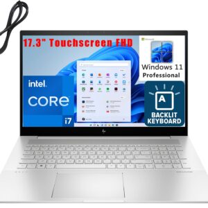 HP Envy 17 17.3" Touchscreen FHD Business Laptop, 12th Gen Intel 12 Cores i7-1260P, 64GB DDR4 RAM, 2TB PCIe SSD, WiFi 6, Bluetooth 5.3, Backlit Keyboard, Windows 11 Pro, BROAG Cable