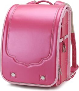 baobab's wish ransel randoseru backpack semi-automatic satchel japanese school bag for girls and boys pu leather bab-rng58 (rose)