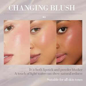 Jutqut Color Changing Blush Stick for Cheeks Makeup, Clear Blush PH Temperature Changing Pink Cream Blusher, Magic Waterproof Face Blush Stick, Natural Lightweight Multi-Use Lips and Cheek Tint