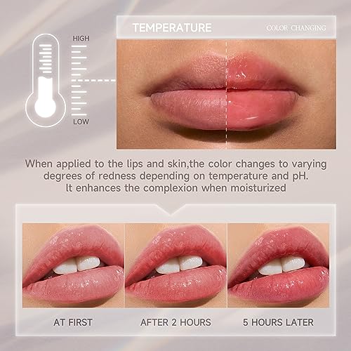 Jutqut Color Changing Blush Stick for Cheeks Makeup, Clear Blush PH Temperature Changing Pink Cream Blusher, Magic Waterproof Face Blush Stick, Natural Lightweight Multi-Use Lips and Cheek Tint