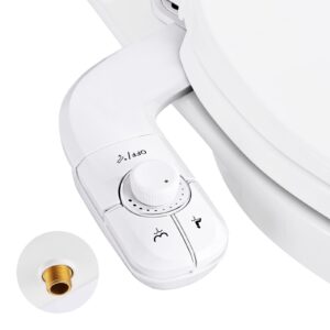 arofa bidet attachment for toilet, self-cleaning, dual nozzle bidet toilet seat, ultra-slim bidets for existing toilets, non-electric, adjustable water pressure, feminine & rear wash (white)