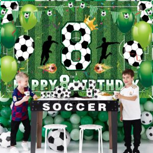 Soccer 8th Birthday Party Decorations Soccer Happy 8th Birthday Banner for Boys Kids Teens Large Sport Themed Birthday Banner for Soccer Football 8th Birthday Anniversary Party Supplies
