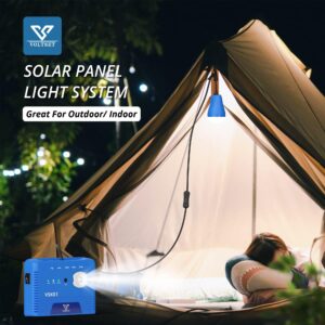 VOLTSET 5W Solar Generator - 8000mAH Solar Power Generator System with 2 LED Bulbs, Portable Power Station with Flashlight for Camping, Phone Charging, Home Emergency Power Supply