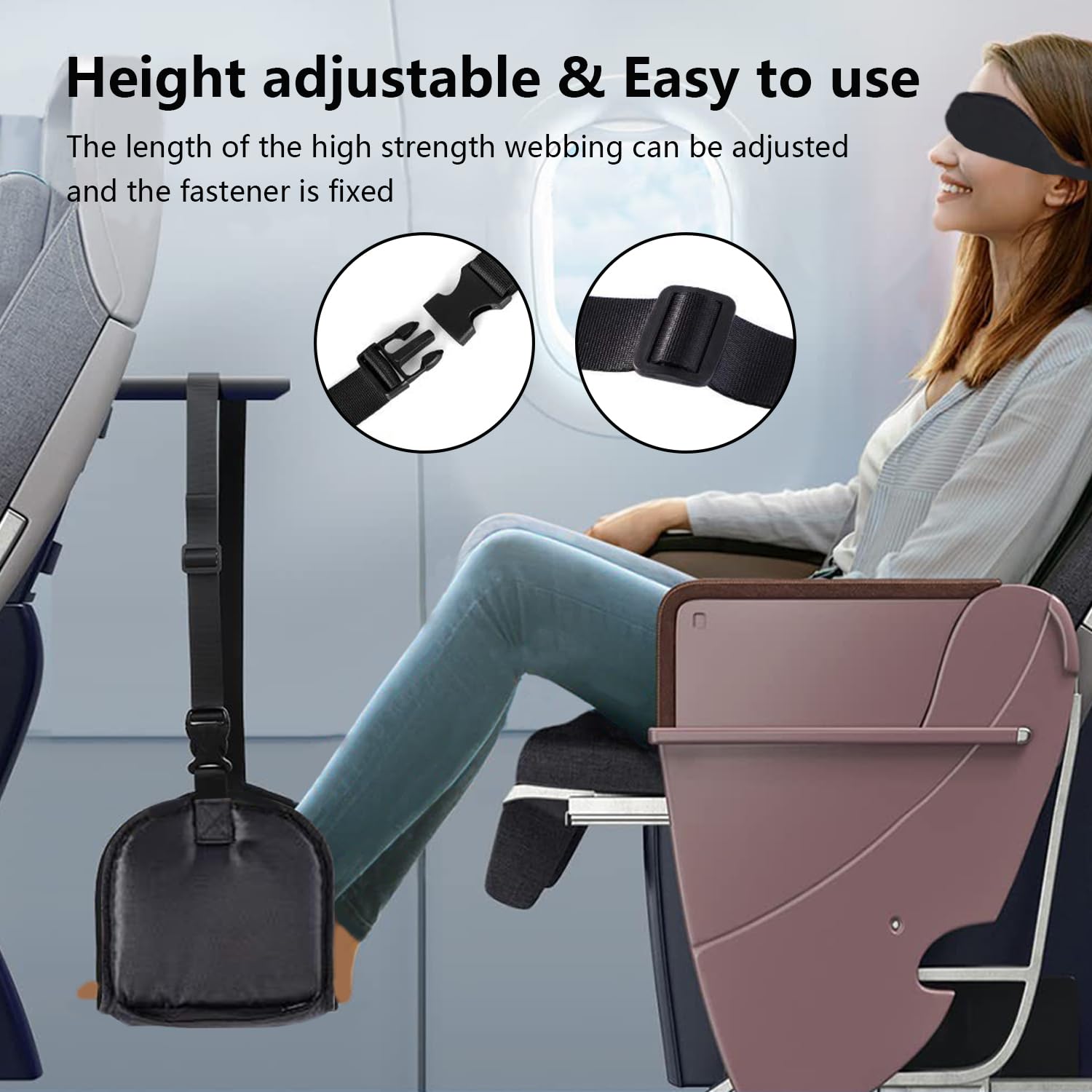 Airplane Footrest (Thickened Memory Cotton) - Portable Travel Foot Hammock Airplane or Office Footrest,Airplane Travel Accessories,Plane Footrest，Provides Relaxation and Comfort for Long Flights