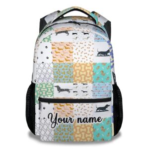 coopasia personalized dachshund backpacks for boys girls, 16 inch cute dog backpack for school, adjustable straps, durable, lightweight, large capacity bookbag for kids