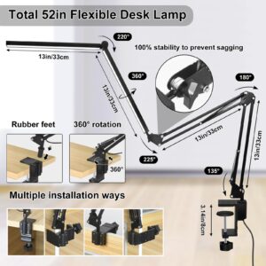 2-in-1 Desk Lamps for Home Office, 24W Large LED Desk Lamp with Remote Control, Double Head Computer Desk Lamp with Sleep Mode, 5 Colors Stepless Dimming Architect Workbench Light with Memory Function