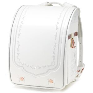 baobab's wish ransel randoseru backpack semi-automatic satchel japanese elementary school bag for girls boys pu bab-rdjn01 (new white)