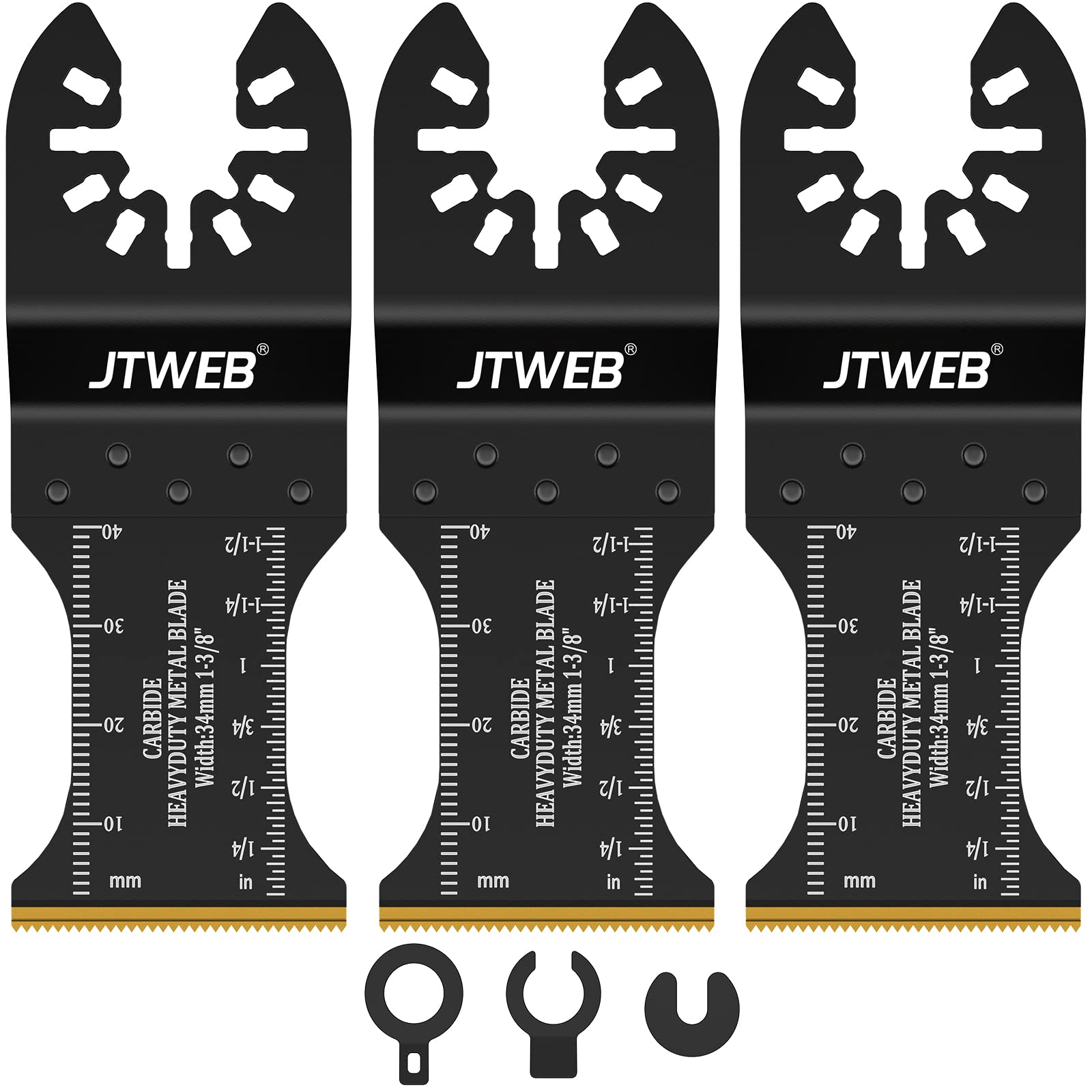 JTWEB Carbide Oscillating Tool Blades, Carbide Oscillating Saw Blades Multitool Blades Heavy Duty for Hard Material, Hardened Metal, Steel Nails, Bolts, Screws, Universal Multi Tool Blades Kits