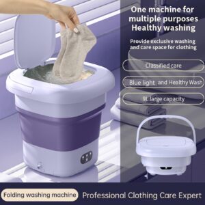 9L Large Capacity Portable Washing Machine,Small Washing Machine,Foldable Washing Machine with Spin-Dry Basket,Mini Washing Machine with 3 Modes Deep Cleaning for Underwear or Small Items,