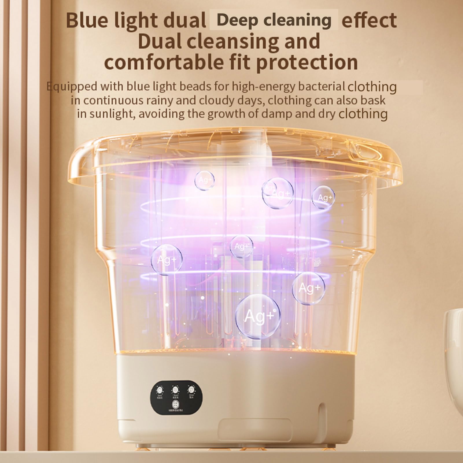 9L Large Capacity Portable Washing Machine,Small Washing Machine,Foldable Washing Machine with Spin-Dry Basket,Mini Washing Machine with 3 Modes Deep Cleaning for Underwear or Small Items,