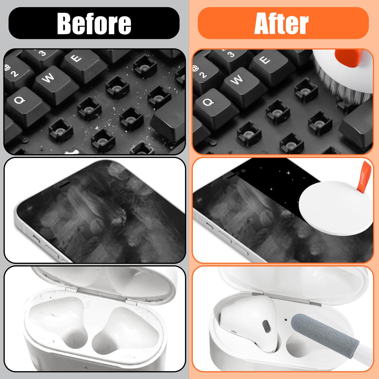 Laptop Phone Screen Cleaner Kit, Computer Keyboard Brush Cleaning Spray for iPhone AirPods MacBook iPad, 20-in-1 Electronic Device Clean Tool for Camera PC Monitor Earbud TV Tablet Car Screens