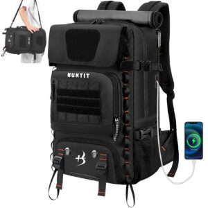 huntit travel backpack, carry-on multi-purpose laptop backpack,tactical backpack luggage fit convertible backpack 600d polyester water resistant, hiking backpack for men and women(black)