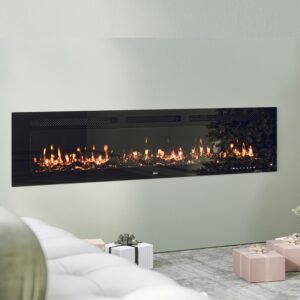 Clihome 72in Electric Fireplace Fire Places Electric Fireplace Inserts Electric Fireplace Heater Fireplace Decor Fireplace Heater with Timer, Remote Control, Adjustable Flame Color 750/1500W