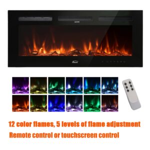 Clihome 72in Electric Fireplace Fire Places Electric Fireplace Inserts Electric Fireplace Heater Fireplace Decor Fireplace Heater with Timer, Remote Control, Adjustable Flame Color 750/1500W