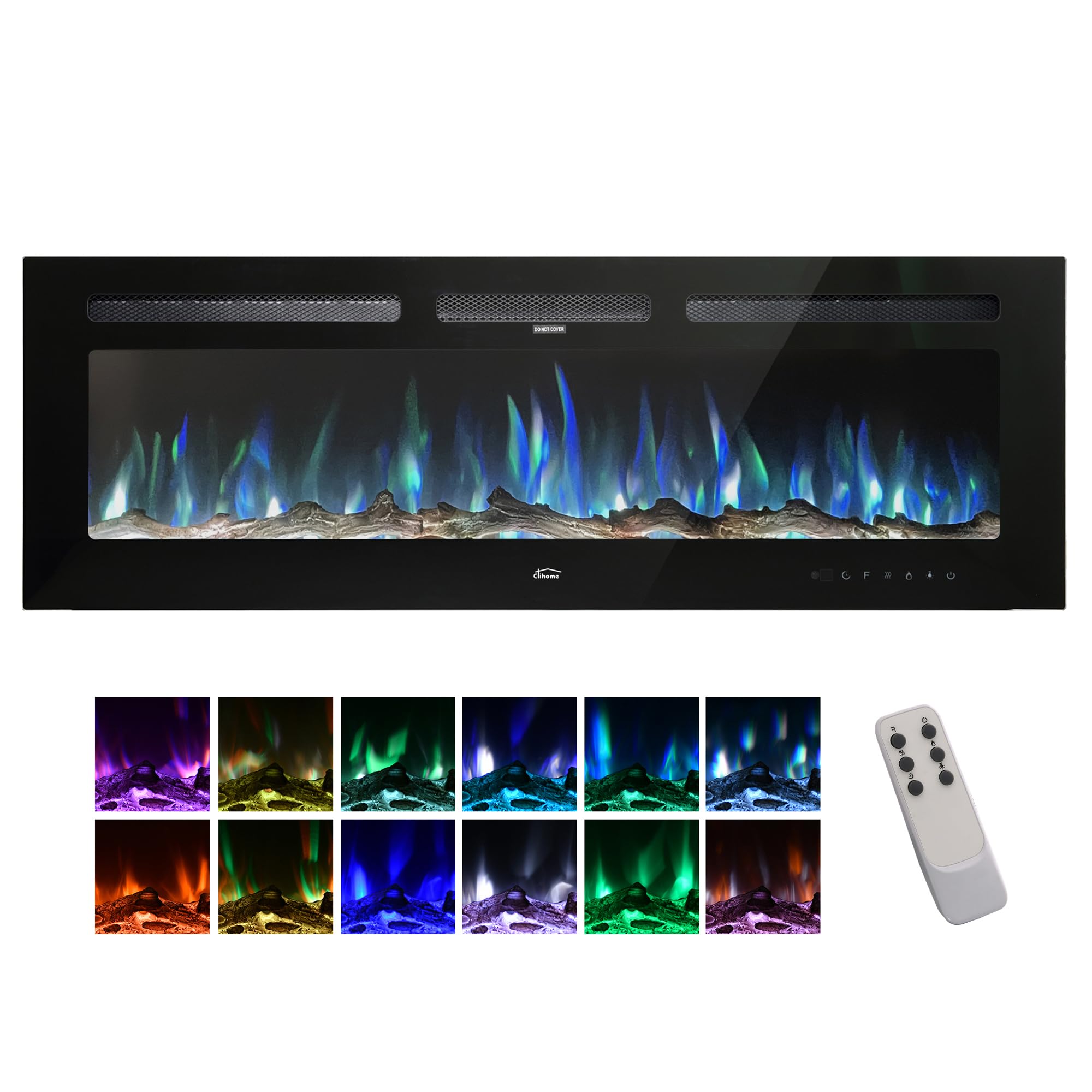 Clihome 72in Electric Fireplace Fire Places Electric Fireplace Inserts Electric Fireplace Heater Fireplace Decor Fireplace Heater with Timer, Remote Control, Adjustable Flame Color 750/1500W