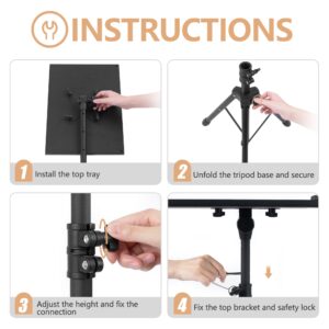 OPKING Projector Stand, Tripod for Projector Adjustable from 22" to 46" with Safety Latch & Gooseneck Phone Holder, Laptop Tripod Stand for Outside, Office, Home, Stage, Studio, DJ Racks