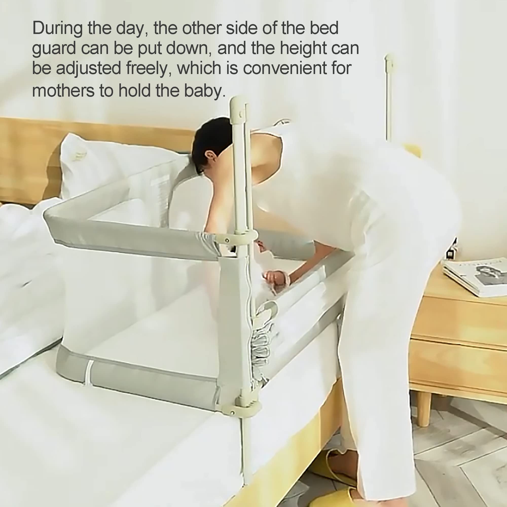 3 In 1 Baby Bedside Crib, Portable Crib,120x50cm,for Cosleeping Baby Bed,next To Me Crib,baby Side Sleeper, For Cosleeper In Bed,soft Washable Liner Cover And Sturdy Aluminum Alloy,Easy To Assemble (