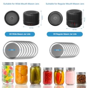 KITOOL Electric Mason Jar Vacuum Sealer Kit for Wide-Mouth & Regular-Mouth Mason Jars, Food Saver Vacuum Canning Sealer Machine Includes 16 Jar Lids