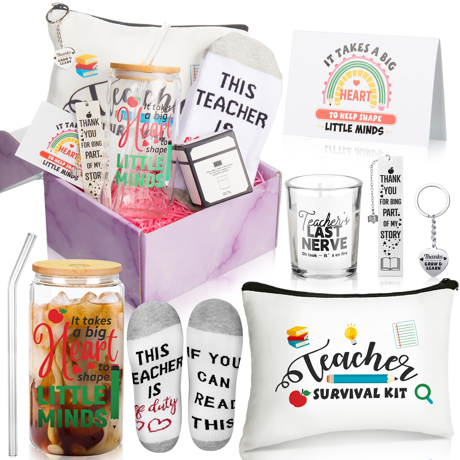 Umigy Set of 8 Teacher Gifts for Women Christmas Teacher Appreciation Gifts Sets, Gifts for Teacher's Day, Funny Teacher Gifts Basket School Graduation Party Accessories