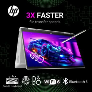 HP Pavilion x360 2 in 1 Laptop, 14" FHD Touchscreen, 12th Gen Intel 10-Core i5-1235U(Beat i7-1195G7), 8GB RAM - 1TB SSD, Stylus, Backlit Keyboard, Fingerprint, Alexa, WiFi 6, Windows 11 Home, Silver