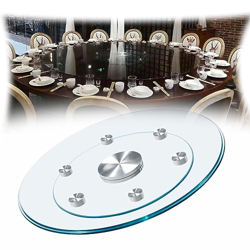 VERDDE 30in 40in Tempered Glass Lazy Susan For Dining Table Swivel Turntable Heavy Duty Serving Plate Round Transparent Rotating Tray (Size : 60 cm (24 in))