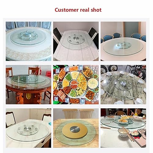 VERDDE 30in 40in Tempered Glass Lazy Susan For Dining Table Swivel Turntable Heavy Duty Serving Plate Round Transparent Rotating Tray (Size : 60 cm (24 in))
