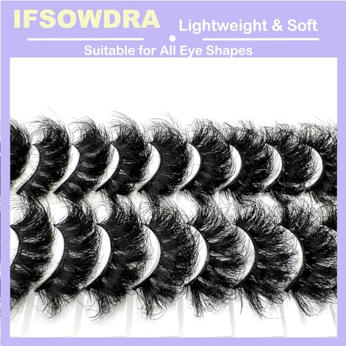 IFSOWDRA Dramatic Mink Lashes Thick Soft 20mm Volume 3D Mink Eye Lashes Pack 25mm Long False Eyelashes Full Strip Lashes That Look Like Extensions